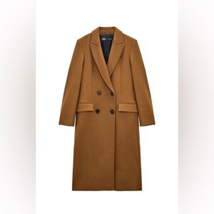Zara Women's Camel Double-Breasted Trench Coat